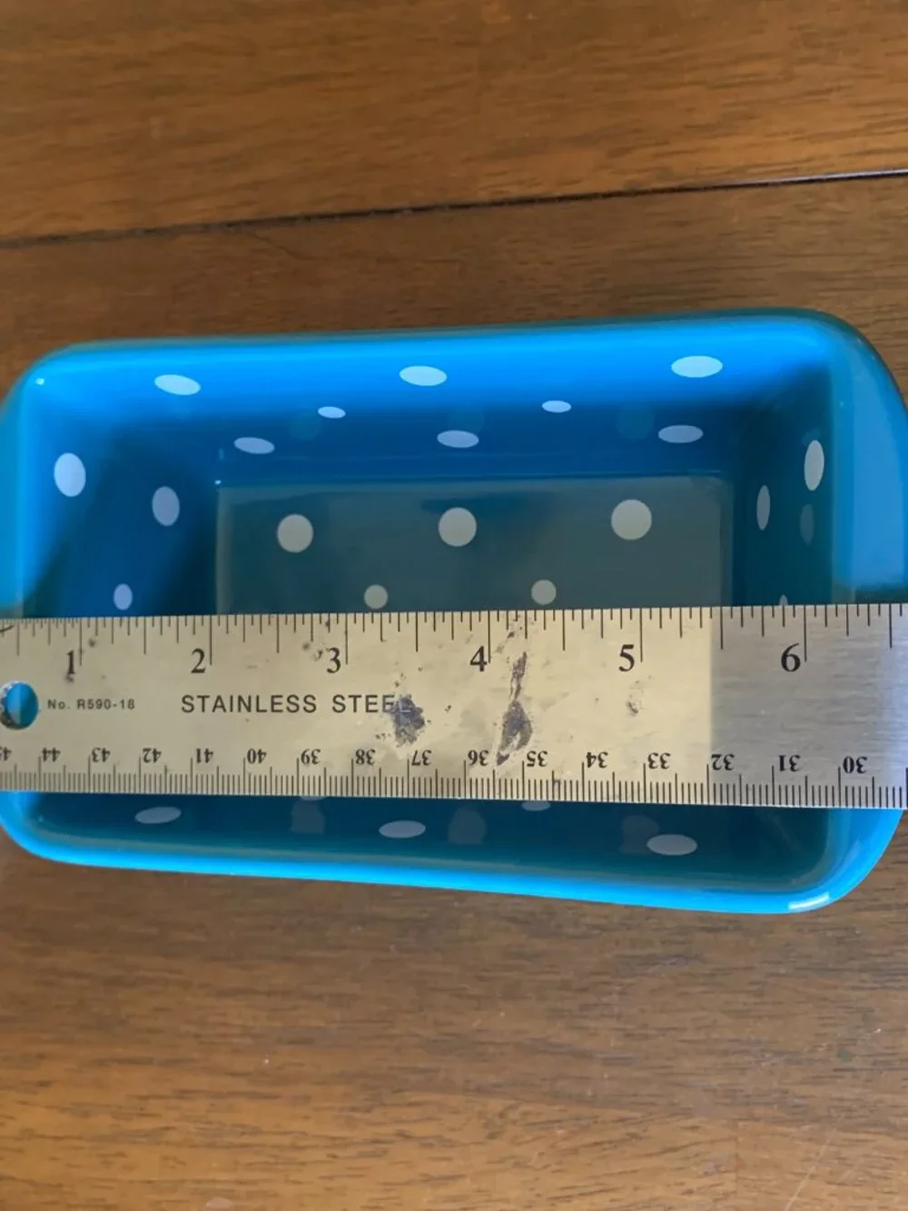 Temp-tations by Tara Blue White Polka Dot Ceramic Mini Loaf Baker Lid 12 oz